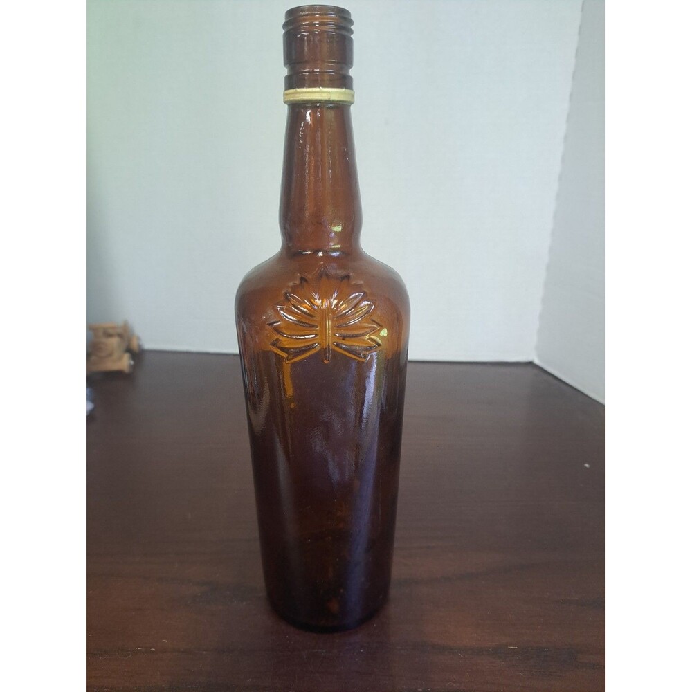 Vintage John Macnaughton Amber Brown Liqour Bottle Molded Palmette On Shoulder